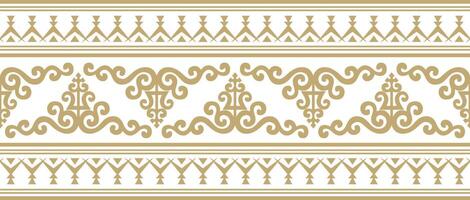 golden seamless Yakut ornament. Endless border, frame of the northern peoples of the Far East vector
