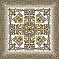 golden and black square Yakut ornament. An endless rectangular border, a frame of the northern peoples of the Far East vector