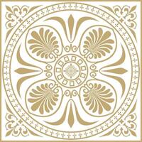 gold square classical ornament of Ancient Greece and Roman Empire. Tile, Arabesque, Byzantine pattern vector
