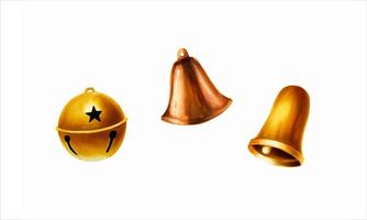acuarela Navidad dorado campanas ilustración. nuevo año símbolo aislado en blanco antecedentes. para diseñadores, decoración, comercio, para postales, Wra vector