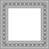 monochrome black square Yakut ornament. An endless rectangular border, a frame of the northern peoples of the Far East vector