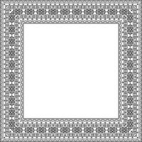 monochrome black square Yakut ornament. An endless rectangular border, a frame of the northern peoples of the Far East vector