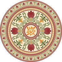 monochrome round classical ornament of Ancient Greece and Roman Empire. Circle, Arabesque, Byzantine pattern vector