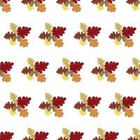 Oak branch with acorns and leaves. Autumn colorful foliage. Seamless pattern. illustration . vector