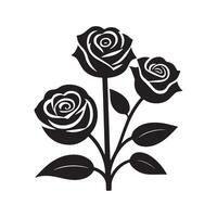 Flowers black and white flat design line art. White background. AI vector