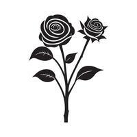 flores negro y blanco plano diseño línea Arte. blanco antecedentes. ai vector