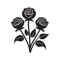 Flowers black and white flat design line art. White background. AI vector