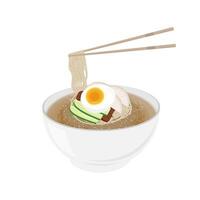 Ready to eat Mul Naengmyeon or korean cold noodles vector