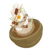 levitation Mul Naengmyeon or korean cold noodles vector