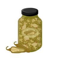 Pickled jalapeno pepper on a jar vector