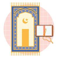 Hand drawn flat design prayer mat illustration vector