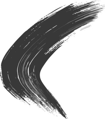 Silhouette brush stroke curved black color only