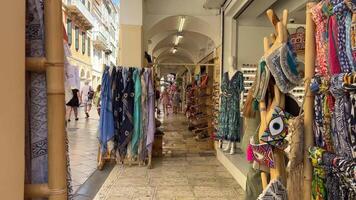 Corfu, Greece 01 Sep, 2023 The tourists are in cafes and restaurants in Liston square during summer vacation hollidays, 60 motion video