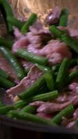 Green bean meat Vietnam food, banh xeo or vietnamese pancake make from rice flour and filled with a shrimp, meat, soya bean sprouts, is popular Viet Nam street food video