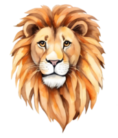 Watercolor and painting cute lion cartoon illustration. AI-Generated png