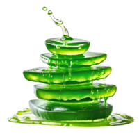 Stapel von Aloe vera geschnitten mit Gel tropft. KI-generiert png