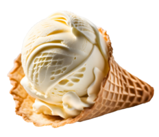 Homemade fresh vanilla ice cream waffle cone. AI-Generated png