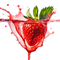 Watercolor and painting strawberry juice splash illustration. AI-Generated png