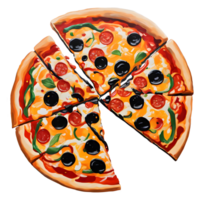 Watercolor and Painting homemade pizza illustration. AI-Generated png