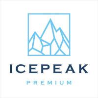 ice peak mount stone mountain adventure geometric logo line art outline vector