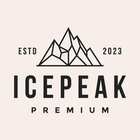 retro vintage, ice peak mount stone logo icon illustration vector