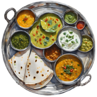 Homemade Indian cuisine tradition food of India. AI-Generated png