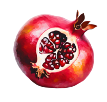 Watercolor and Painting Fresh piece of pomegranate fruit. AI-Generated png