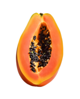 Fresco medio de maduro papaya Fruta con semillas generado por ai png