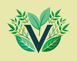 Leaf World Letter V Logo illustration vector