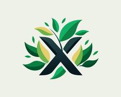 Leaf World Letter X Logo illustration vector