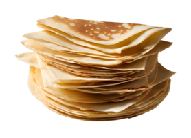 hemlagad bageri stack av tunn crepes lager. ai-genererad png