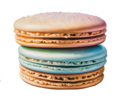 vistoso macarrones o macarons y crema. hecho en casa postre panadería ilustración. generado por ai png