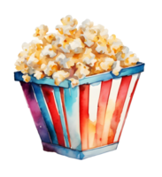 Watercolor and painting colorful box and popcorn bucket. AI-Generated png