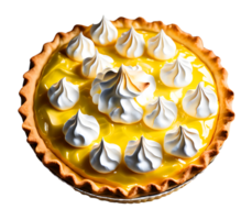 Homemade bakery for a piece of delicious lemon meringue pie baked and dessert. AI-Generated png