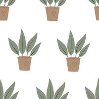 sin costura modelo con dibujos animados plantas. vector