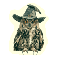 Cut out faded photo of halloween owl with hat png