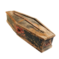 Cut out photo of halloween wooden coffin png