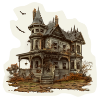 Cut out retro photo of halloween house png