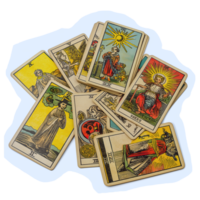 Cut out faded photo of halloween tarot cards png