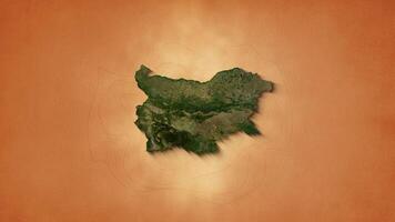 A realistic map of Bulgaria. Brown vintage background video