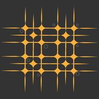 Abstract illustration, yellow squares and stripes pattern, black background vector