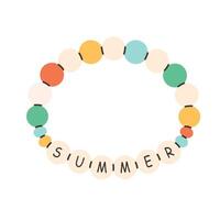 Cute bracelet with letters Summer. Handmade bracelet with colored beads. vector