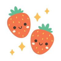 Cute cartoon strawberry characters. Fruit Characters, summertime vector