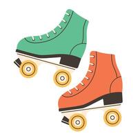 Roller skates in 80s 90s style. Disco style. vector