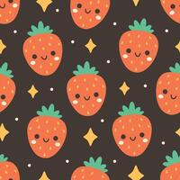 Seamless pattern with cute cartoon strawberry characters. Fruit seamless pattern vector