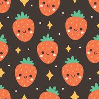 Seamless pattern with cute cartoon strawberry characters. Fruit seamless pattern vector