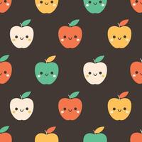 Seamless pattern with cute cartoon apple characters. Fruit seamless pattern vector