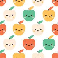 Seamless pattern with cute cartoon apple characters. Fruit seamless pattern vector