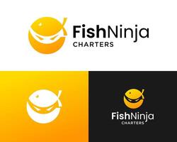 Fish and ninja sport fishing logo design. vector