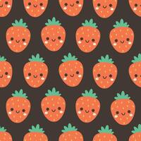 Seamless pattern with cute cartoon strawberry characters. Fruit seamless pattern vector